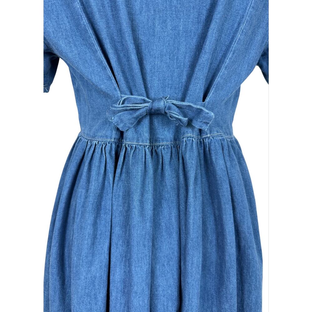 Double D Ranch Denim Maxi Dress XS Boho Western Prairie Cowgirl Rodeo - Picture 7 of 10